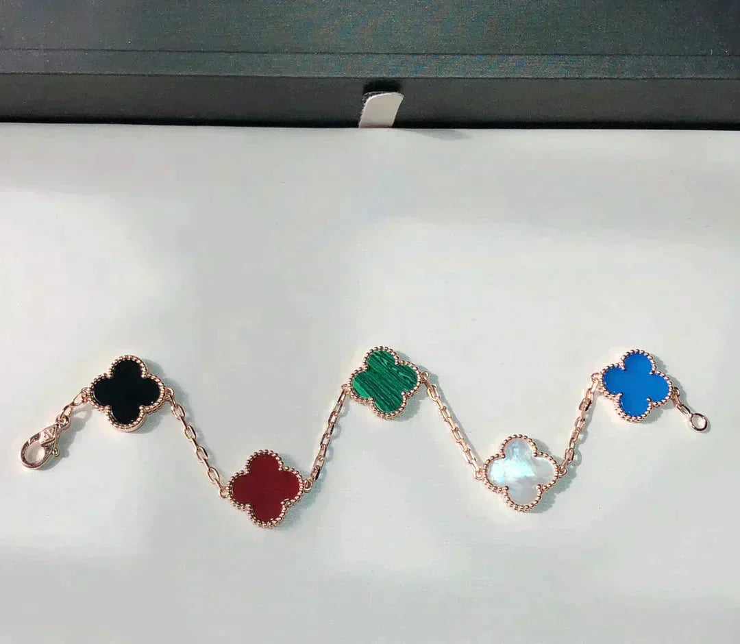 [Regal Jewels]CLOVER 5 MOTIFS MULTICOLOR  BRACELET