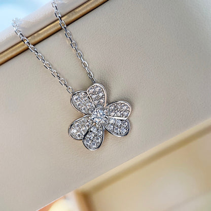 [Regal Jewels]CLOVER DIAMOND NECKLACE SILVER