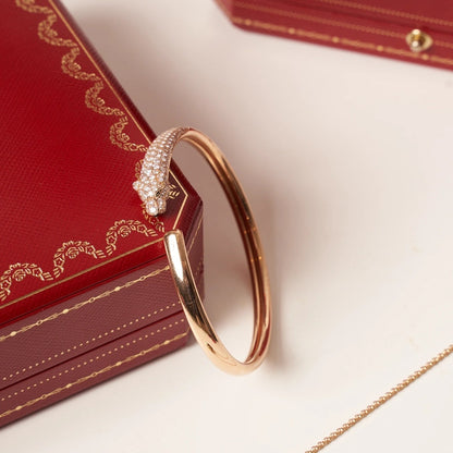 [Regal Jewels]PANTHERE ROSE GOLD DIAMOND OPEN BRACELET
