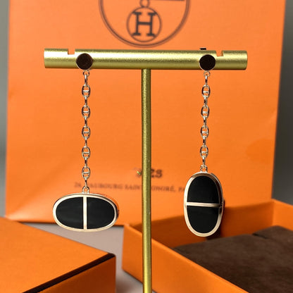 [Regal Jewels]CHAINE VERSO BLACK CERAMIC EARRINGS