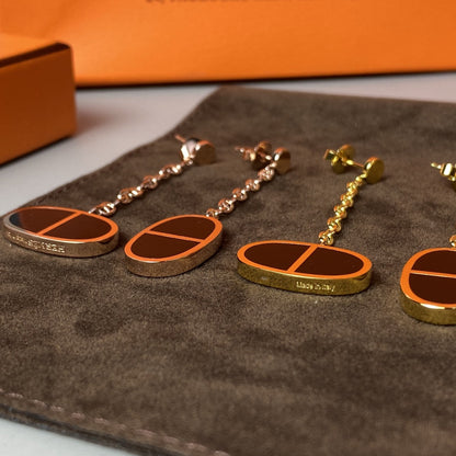 [Regal Jewels]CHAINE VERSO BLACK CERAMIC EARRINGS