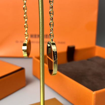 [Regal Jewels]CHAINE VERSO BLACK CERAMIC EARRINGS