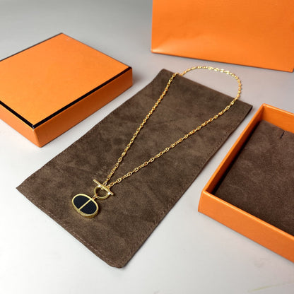 [Regal Jewels]CHAINE VERSO BLACK CERAMIC NECKLACE