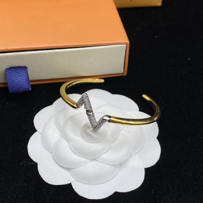 [Regal Jewels]VOLTE UPSITE DOWN DIAMOND GOLD OPEN BRACELET
