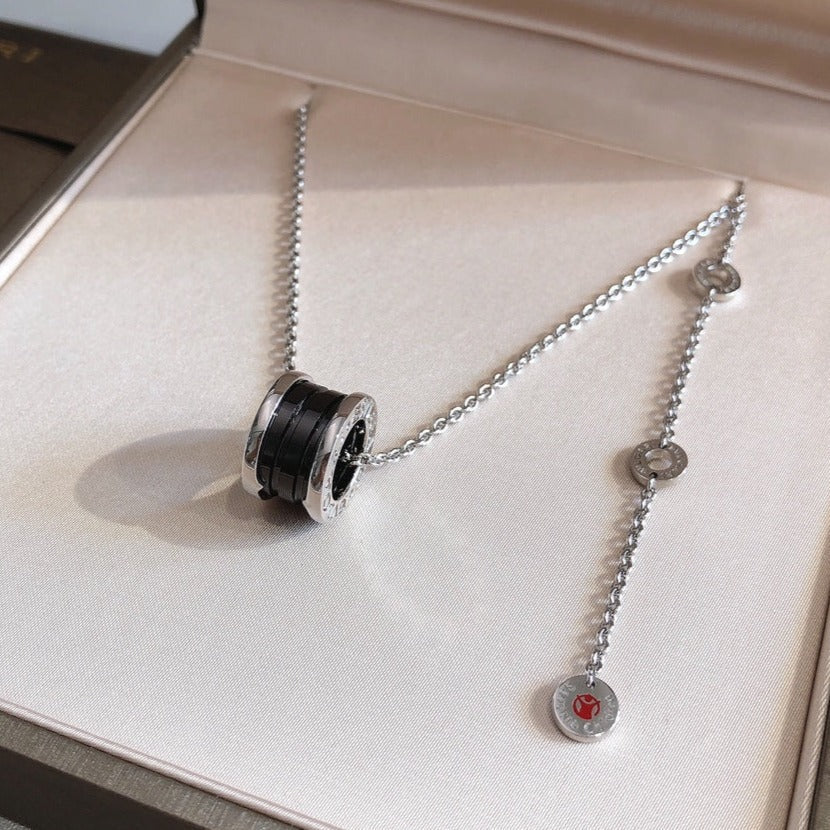 [Regal Jewels]ZERO 1 BLACK CERAMIC SILVER NECKLACE