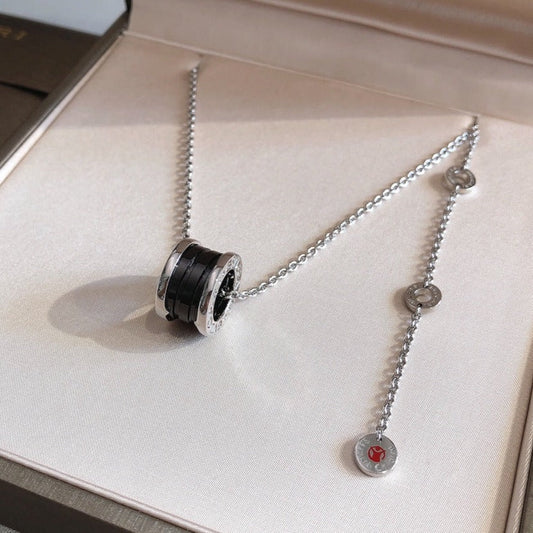 [Regal Jewels]ZERO 1 BLACK CERAMIC SILVER NECKLACE