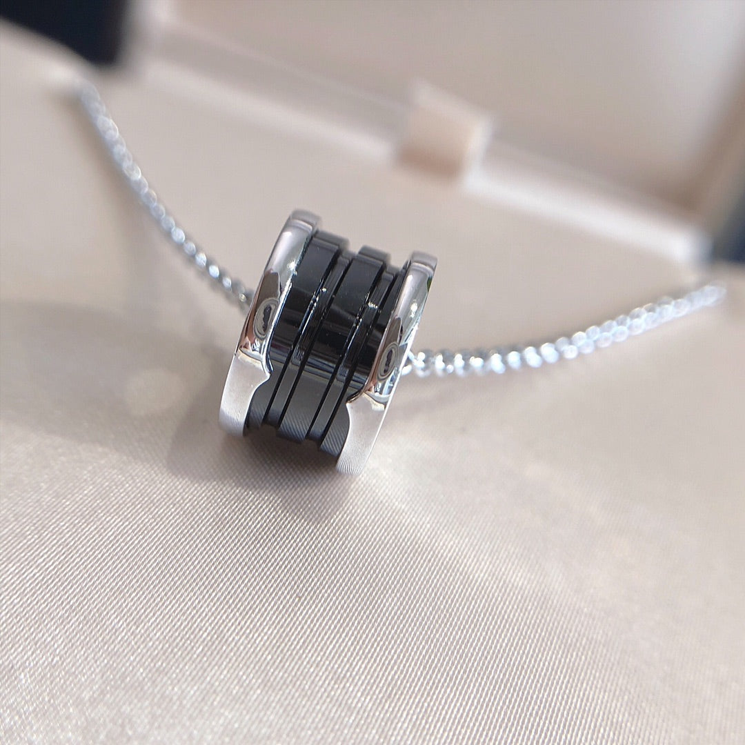 [Regal Jewels]ZERO 1 BLACK CERAMIC SILVER NECKLACE