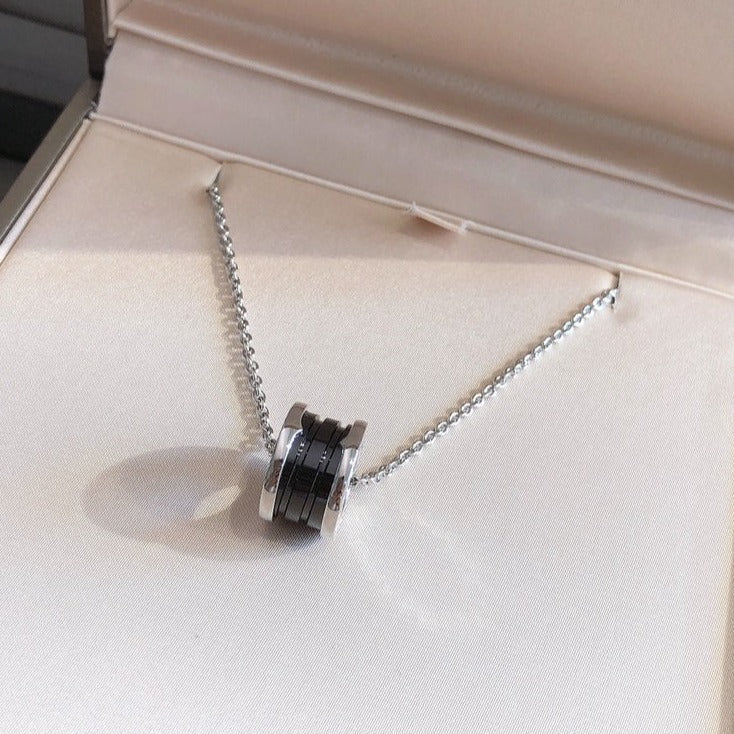 [Regal Jewels]ZERO 1 BLACK CERAMIC SILVER NECKLACE