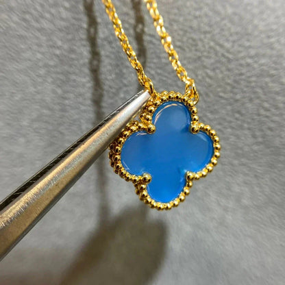 [Regal Jewels]CLOVER 15MM BLUE AGATE NECKLACE