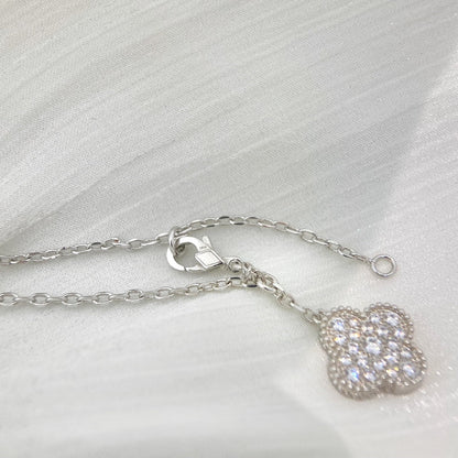 [Regal Jewels]CLOVER 5 MOTIFS SILVER DIAMONDS NECKLACE