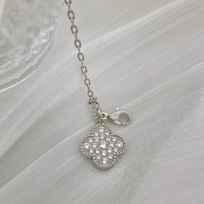 [Regal Jewels]CLOVER 5 MOTIFS SILVER DIAMONDS NECKLACE