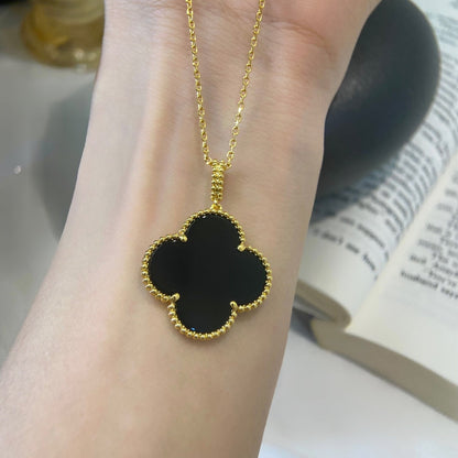 [Regal Jewels]CLOVER 25MM NECKLACE GOLD ONYX
