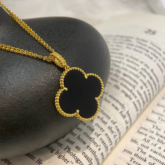 [Regal Jewels]CLOVER 25MM NECKLACE GOLD ONYX