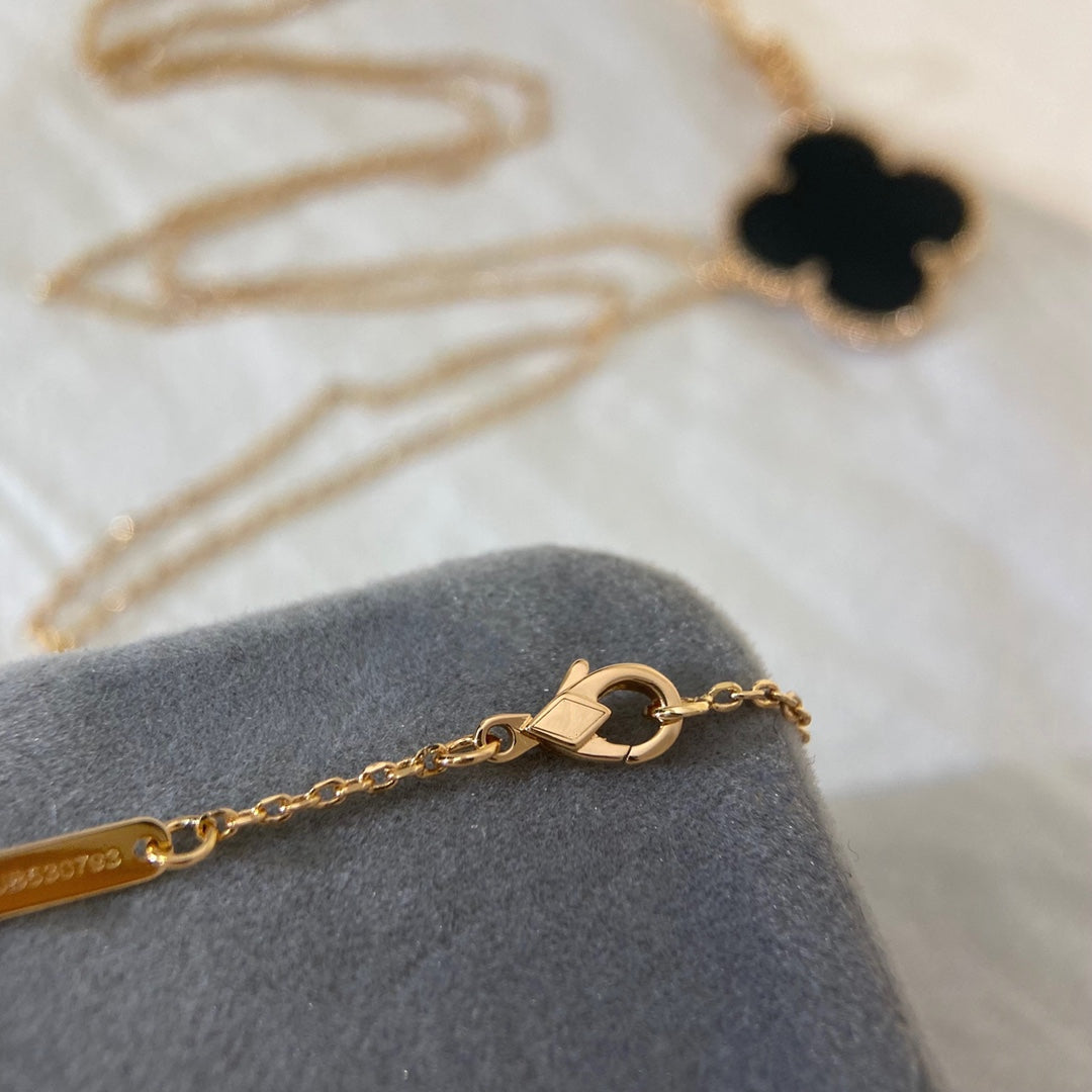 [Regal Jewels]CLOVER 25MM NECKLACE GOLD ONYX