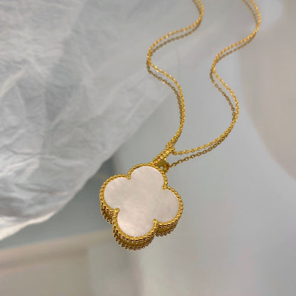 [Regal Jewels]CLOVER 25MM MOP LARGE PENDANT NECKLACE
