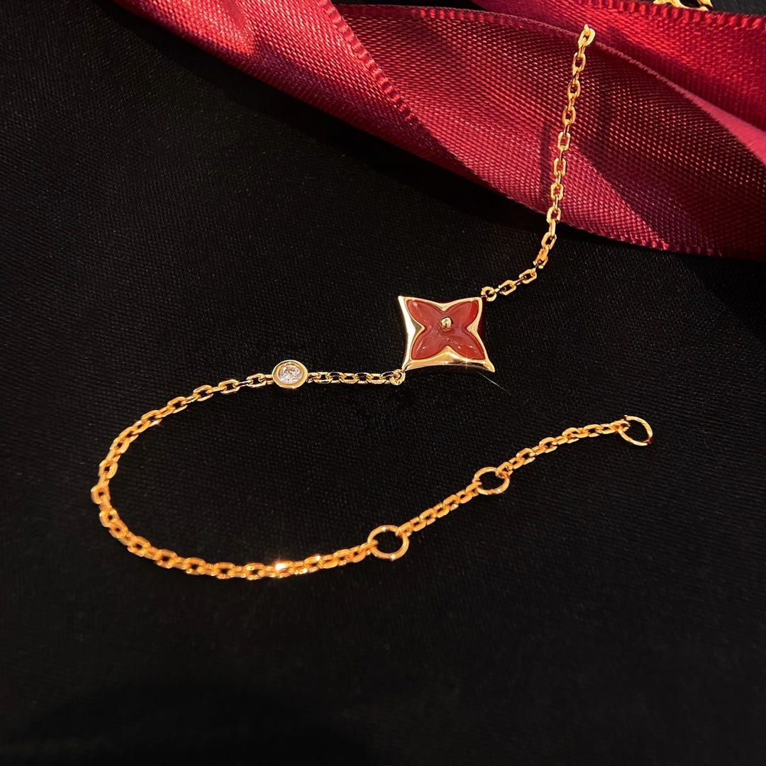 [Regal Jewels]COLOR STAR CARNELIAN PINK GOLD DIAMOND BRACELET