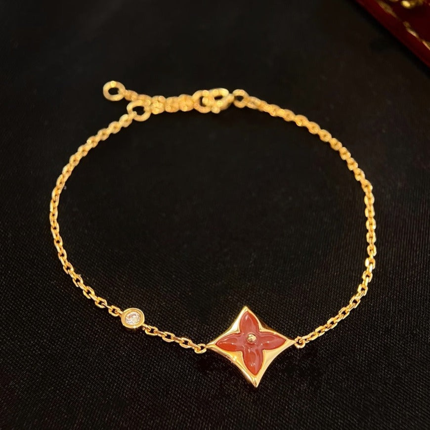 [Regal Jewels]COLOR STAR CARNELIAN PINK GOLD DIAMOND BRACELET