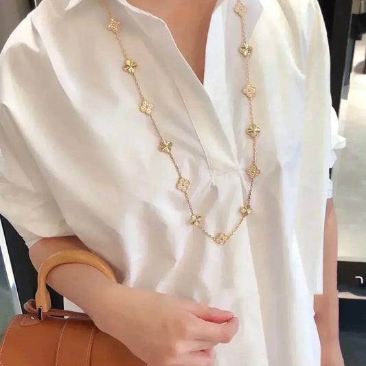 [Regal Jewels]CLOVER 20 MOTIFS LASER DIAMOND NECKLACE
