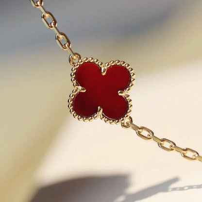 [Regal Jewels]CLOVER 20 MOTIFS CARNELIAN NECKLACE