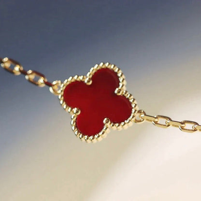 [Regal Jewels]CLOVER 20 MOTIFS CARNELIAN NECKLACE