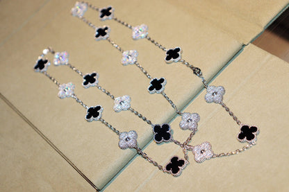 [Regal Jewels]CLOVER 20 MOTIFS ONYX DIAMOND SILVER