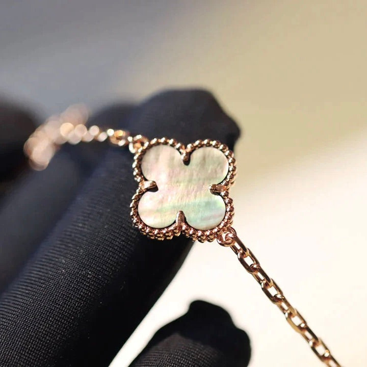[Regal Jewels]CLOVER 20 MOTIFS DARK MOP DIAMOND  NECKLACE