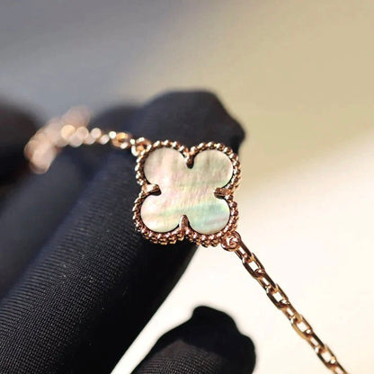 [Regal Jewels]CLOVER 20 MOTIFS DARK MOP DIAMOND  NECKLACE