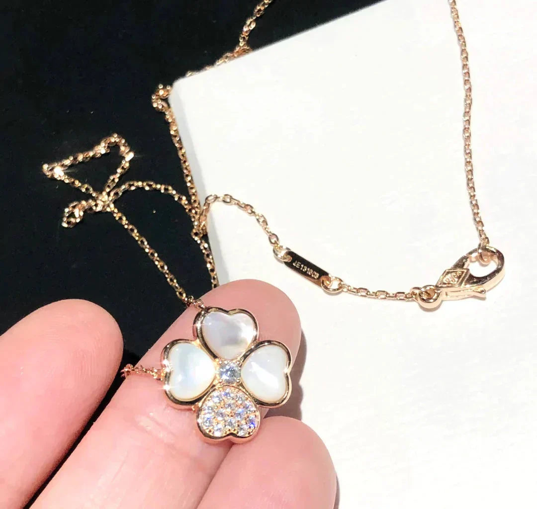 [Regal Jewels]CLOVER MOP DIAMOND ROSE GOLD NECKLACE