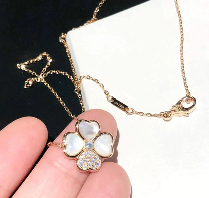 [Regal Jewels]CLOVER MOP DIAMOND ROSE GOLD NECKLACE