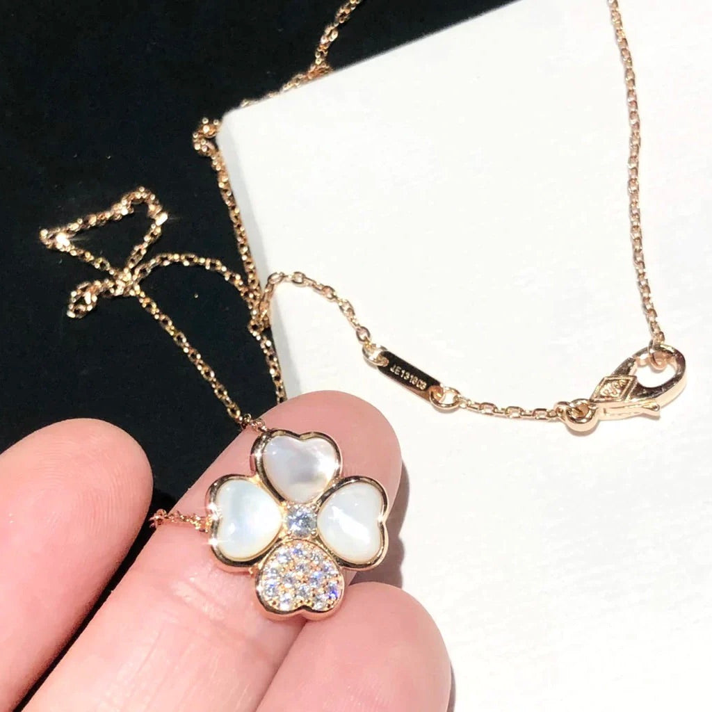 [Regal Jewels]CLOVER MOP DIAMOND ROSE GOLD NECKLACE