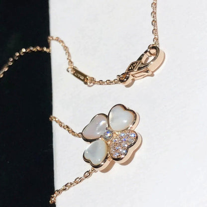 [Regal Jewels]CLOVER MOP DIAMOND ROSE GOLD NECKLACE