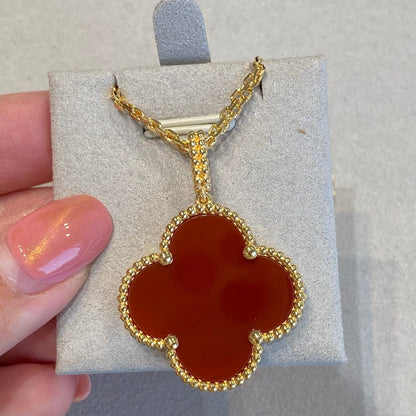 [Regal Jewels]CLOVER 25MM NECKLACE GOLD CARNELIAN