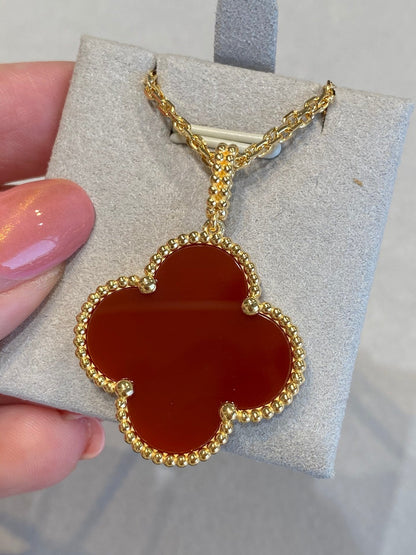 [Regal Jewels]CLOVER 25MM NECKLACE GOLD CARNELIAN
