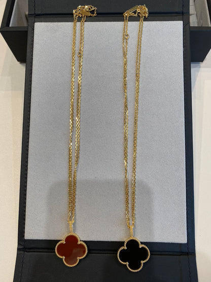 [Regal Jewels]CLOVER 25MM NECKLACE GOLD CARNELIAN