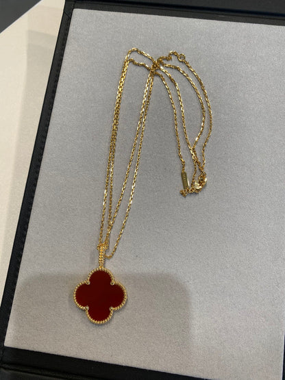 [Regal Jewels]CLOVER 25MM NECKLACE GOLD CARNELIAN