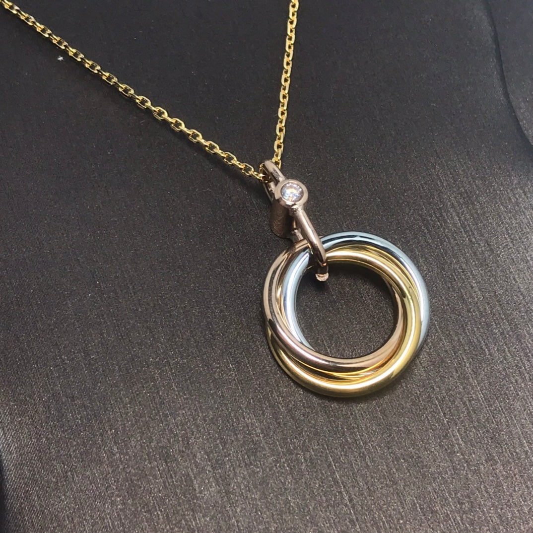 [Regal Jewels]TRINITY SILVER GOLD PINK GOLD NECKLACE