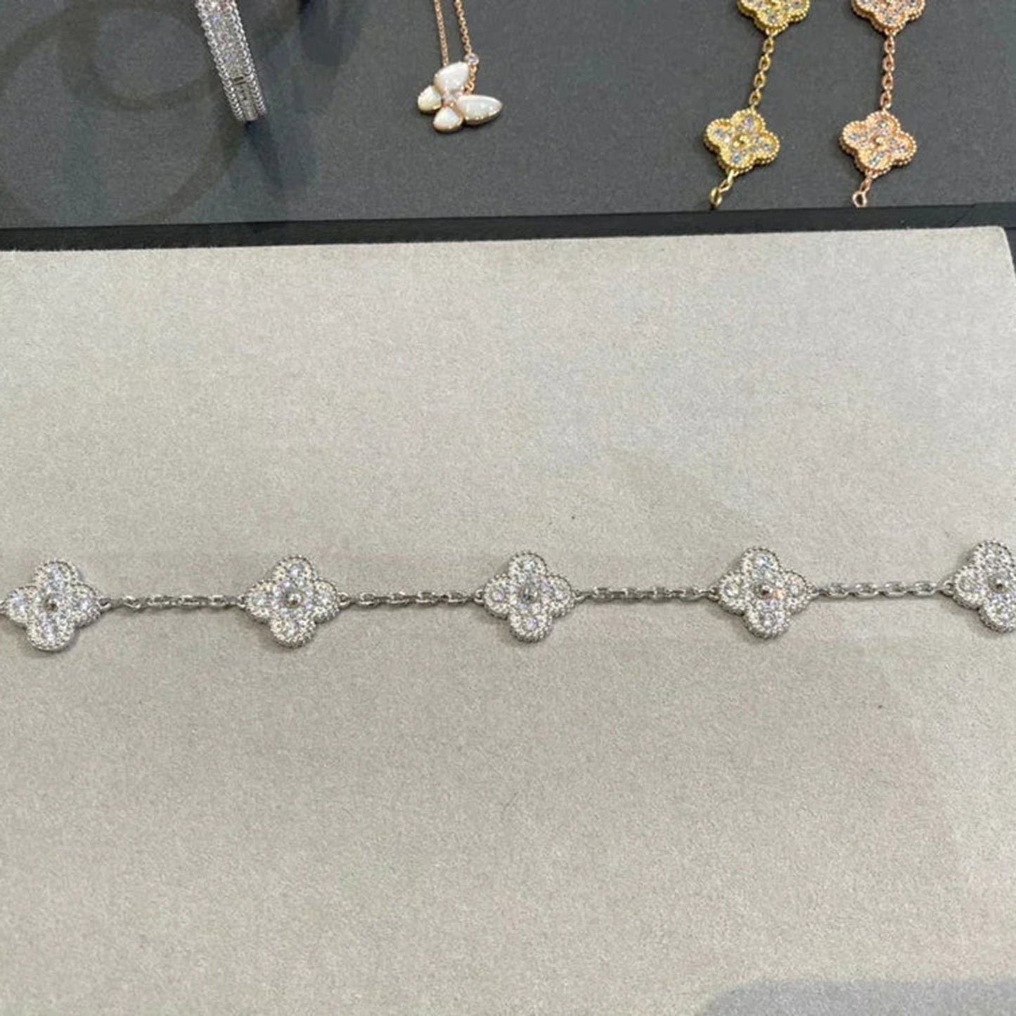 [Regal Jewels]CLOVER 5 MOTIFS  DIAMOND BRACELET SILVER
