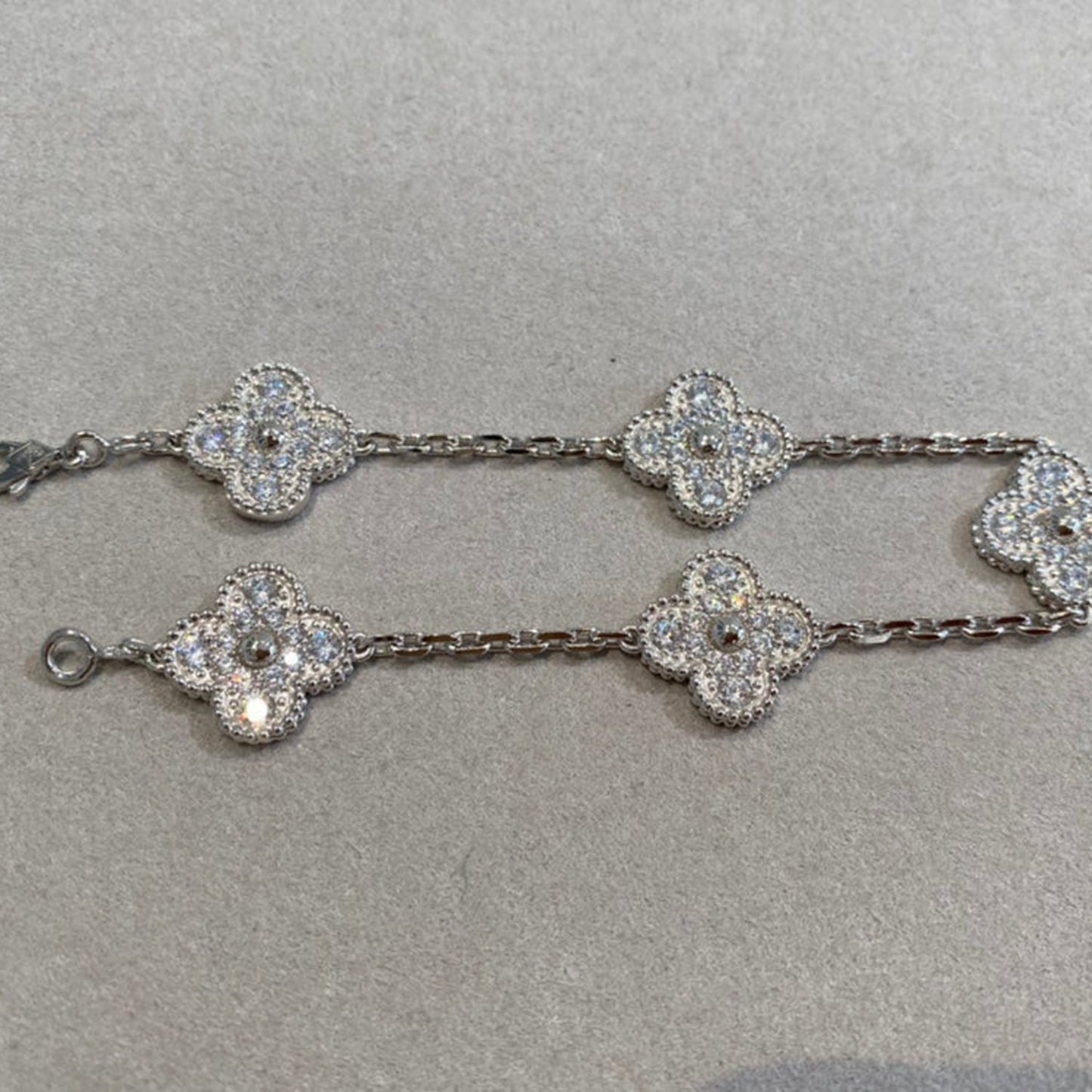 [Regal Jewels]CLOVER 5 MOTIFS  DIAMOND BRACELET SILVER
