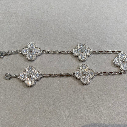 [Regal Jewels]CLOVER 5 MOTIFS  DIAMOND BRACELET SILVER