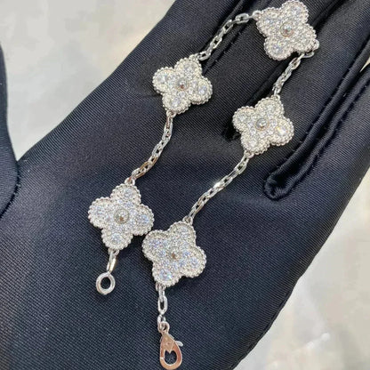 [Regal Jewels]CLOVER 5 MOTIFS  DIAMOND BRACELET SILVER