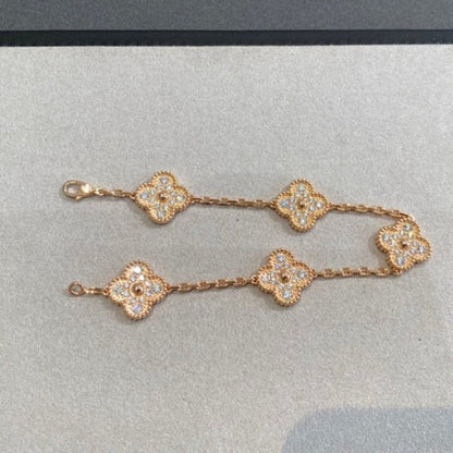 [Regal Jewels]CLOVER 5 MOTIF FULL DIAMOND BRACELET COLLECTION