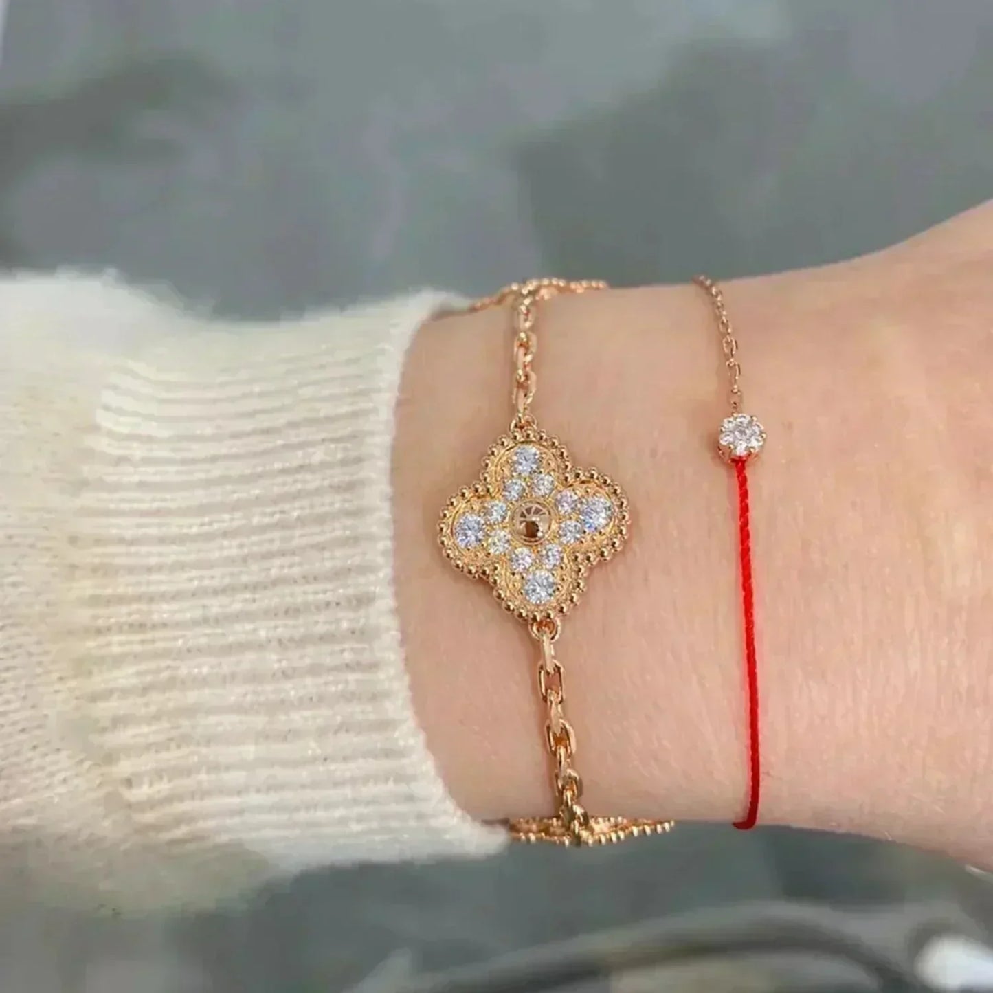 [Regal Jewels]CLOVER 5 MOTIF FULL DIAMOND BRACELET COLLECTION
