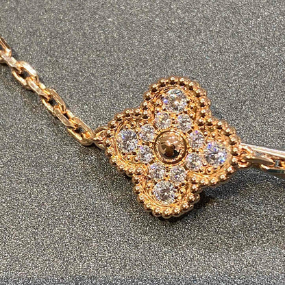 [Regal Jewels]CLOVER 5 MOTIFS  FULL DIAMOND BRACELET