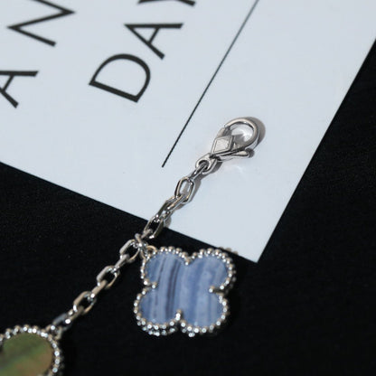 [Regal Jewels]CLOVER BRACELET 5 MOTIFS MOP CHALCEDONY SILVER