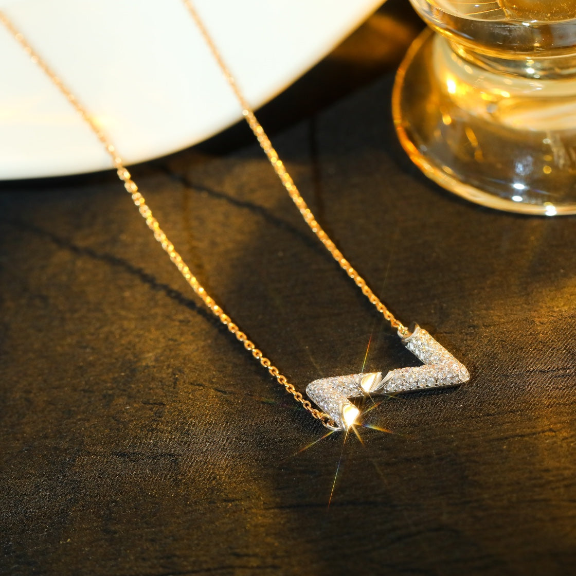 [Regal Jewels]VOLT SILVER DIAMOND PEDANT NECKLACE