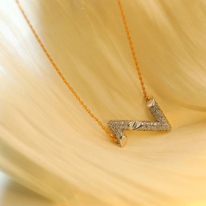 [Regal Jewels]VOLT SILVER DIAMOND PEDANT NECKLACE