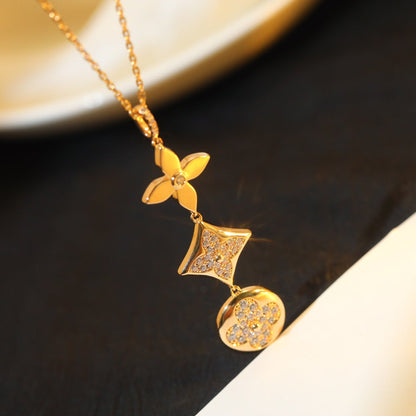 [Regal Jewels]STAR AND SUN DIAMOND PINK GOLD NECKLACE