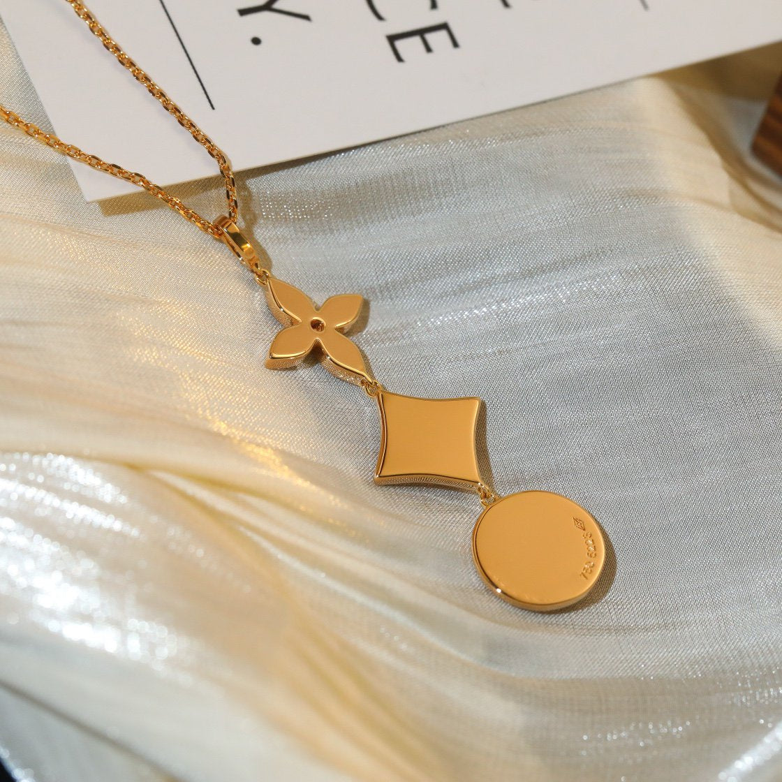 [Regal Jewels]STAR AND SUN DIAMOND PINK GOLD NECKLACE
