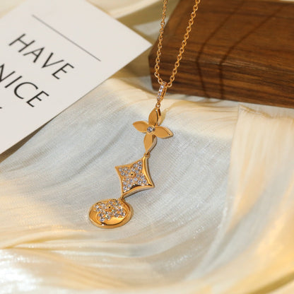 [Regal Jewels]STAR AND SUN DIAMOND PINK GOLD NECKLACE