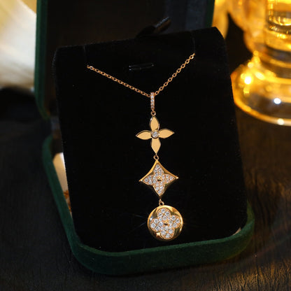 [Regal Jewels]STAR AND SUN DIAMOND PINK GOLD NECKLACE